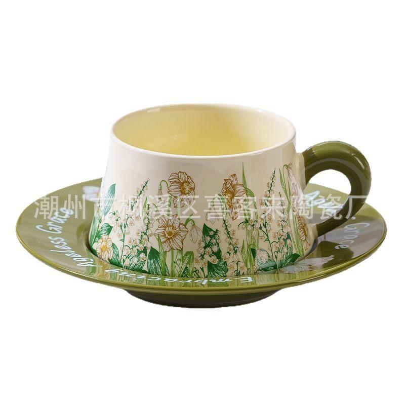 French Retro Coffee Cups And Saucers, High-End Exquisite Latte Cups, Couples' Pairs Of Cups, Wedding Gifts, Ceramic Afternoon Tea Cups