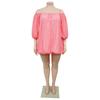 Plus Size Sexy One-Shoulder Puff Sleeve Dress - European & American Style Women's Fashion