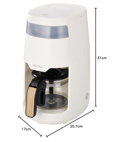 Neutral Drip Coffee Maker, 650ml, 5-Cup Capacity, Mesh Filter, Steaming Function, White, NR-K-CM2-WH
