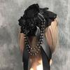 Lolita Ribbon Bows Beaded Pendant Bonnet Cap Headdress Gothic Flower Lace Mini Top Hat Headwear Cosplay Accessories