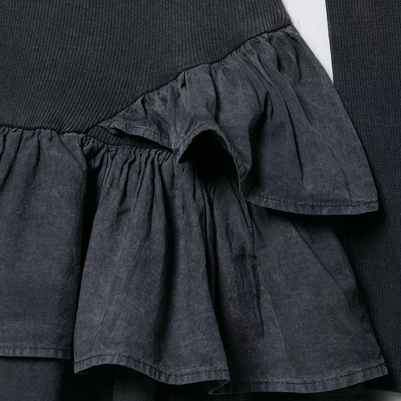 Kaslead New Women Clothes Western Style Fashion Washing Effect Laminated Decoration Dress 0085300