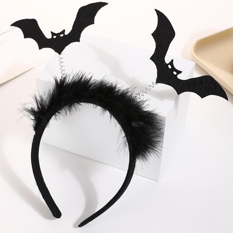 Halloween Devil Horns & Bat Headband with Feathers - Party Decoration