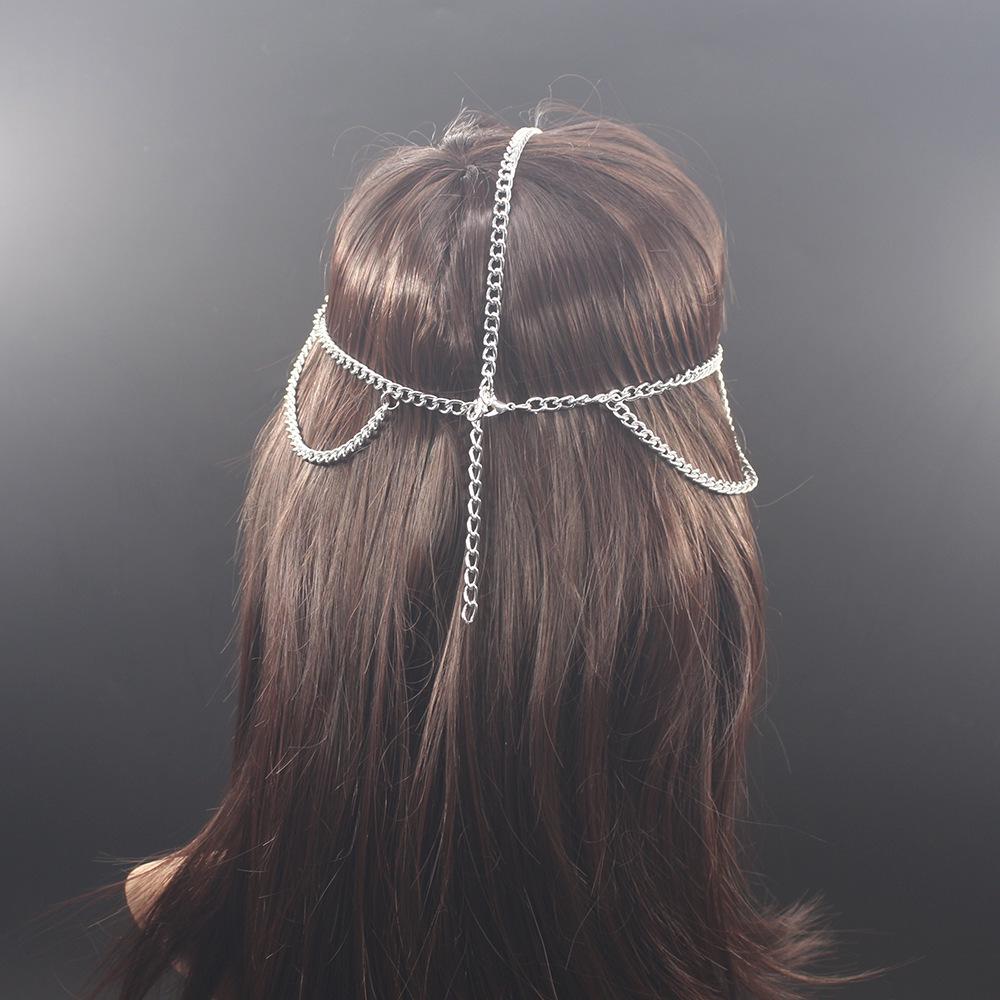 Chaîne de tête décorative hijab style punk européen et américain pour femmes, masque facial