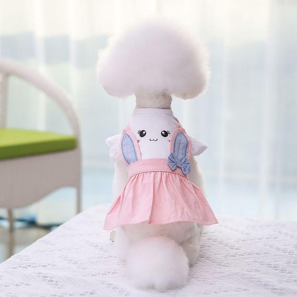 With Bow-knot Dog Round Neck Dress Pullover Design Pet Pleated Skirt Dog Dress  Spring/Summer