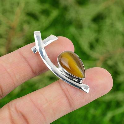 Tiger's Eye Pendant Genuine Gemstone Pendant 925 Sterling Silver Pendant Handmade Pendant Gifts For Her