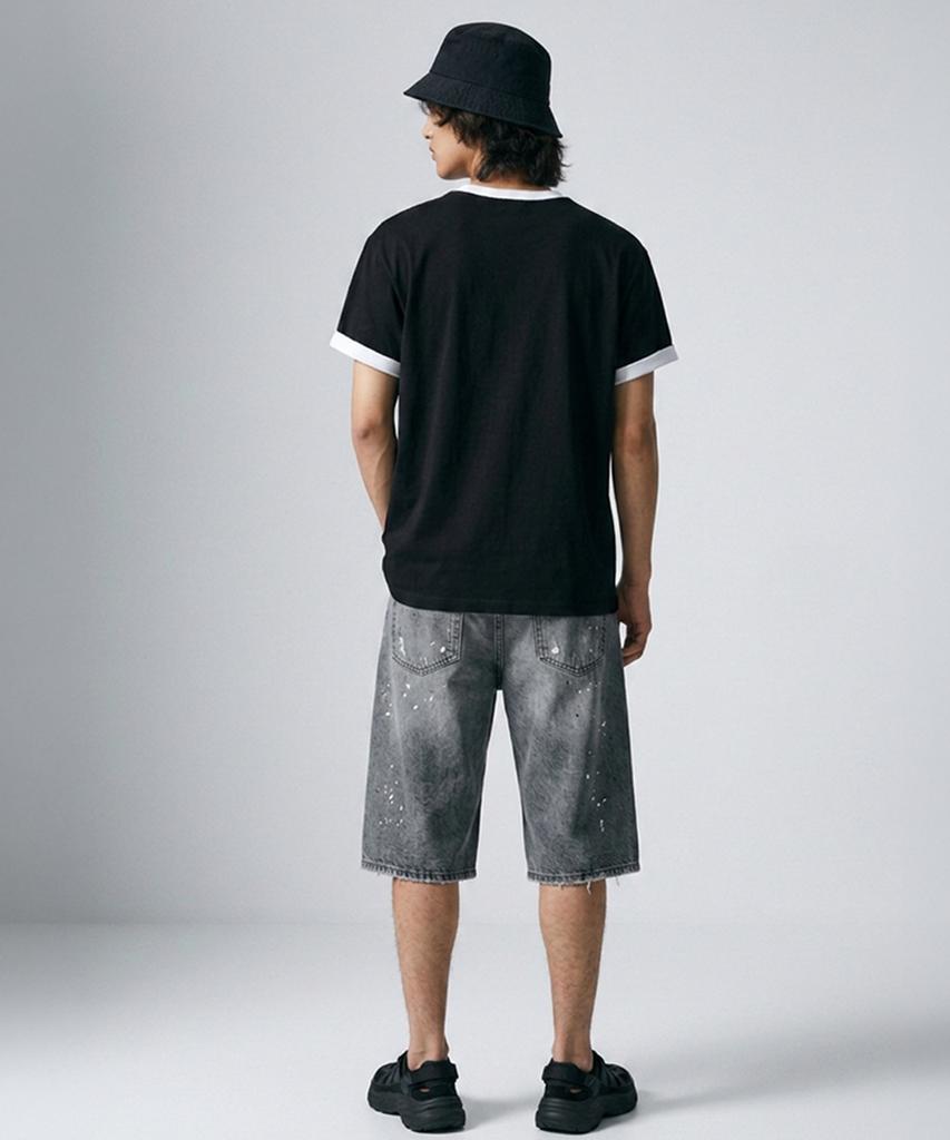 Osillos C106 Roll-Up Trim Ringer Short Sleeve T-Shirt_Black
