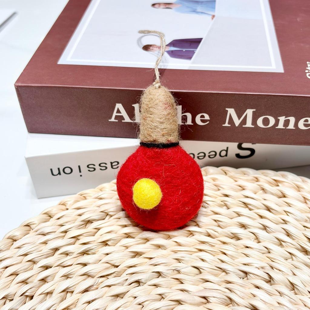 Nepal Wool Felt Sporty Pendant Keychain with Plush Ball Charm