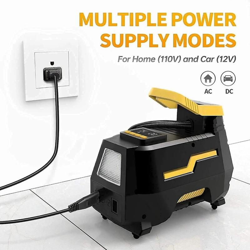 Umflator Anvelope Compresor Aer Portabil DC/AC, Pompă Electrică Aer Anvelope cu Manometru Presiune Anvelope, 150PSI Pompă Aer Auto-Stop cu Lumină LED pentru Mașină