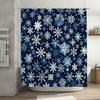 Winter Snowflake Shower Curtain Christmas Decor for Bathroom, Navy Blue with White Flakes 72x84 inches Waterproof Fabric 1 Piece