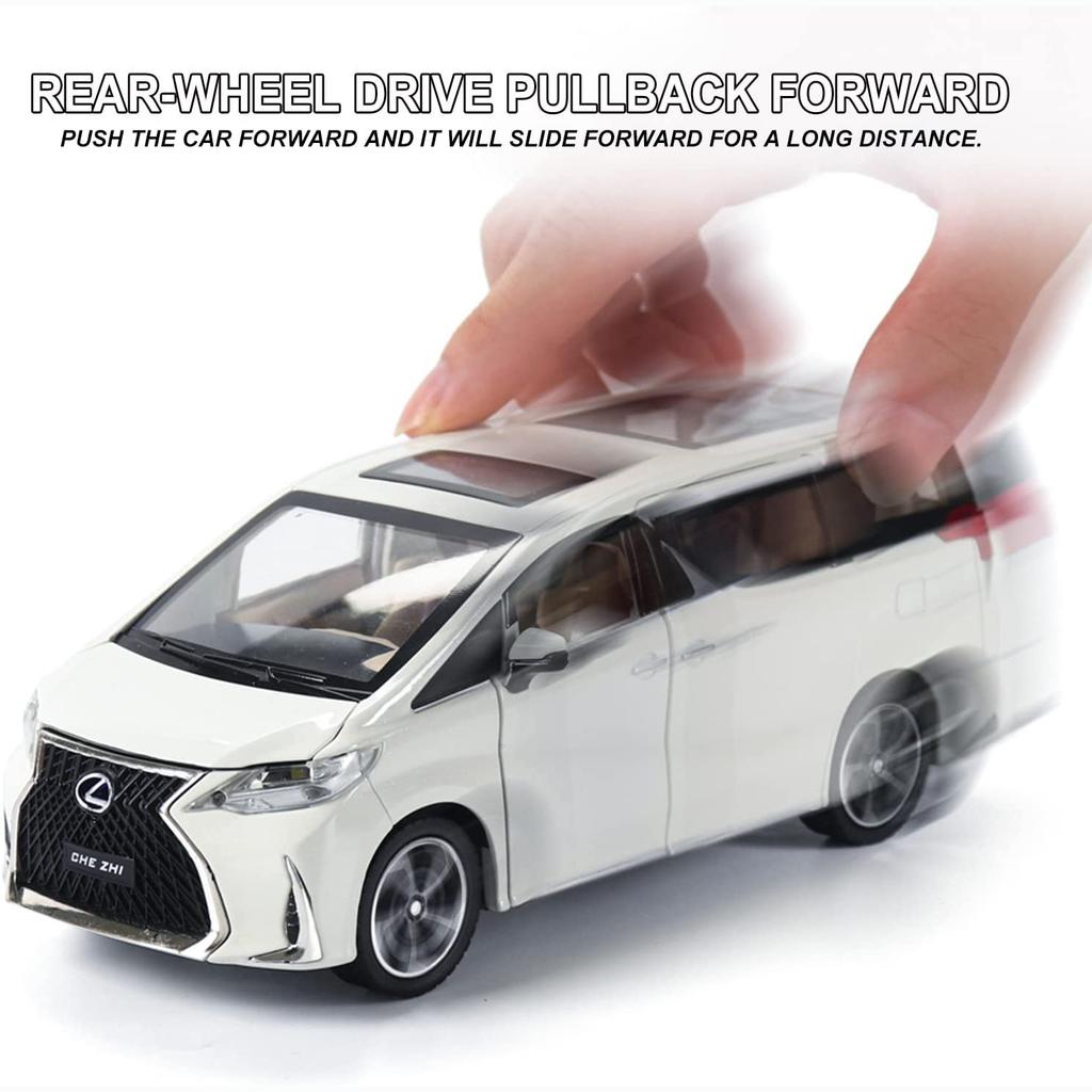 1/24 Scale Lexus LM300 Alloy Model Car, Pull Back Metal Collectible Toy Car with Light and Sound Toy Vehicle Door Can Be Opened
