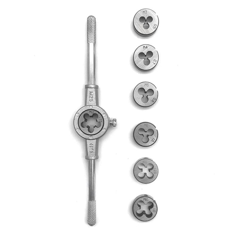 

AEE2-8Pcs Metric Hand Tap And Die Set M3-M12 Screw Thread Plugs Straight Taper Reamer Tools Screw Die Set Hand Tool