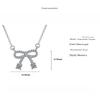 925 Silver Clavicle Necklace Shining Zircon Bowknot Pendant Women Jewelry Gift for Birthday Party