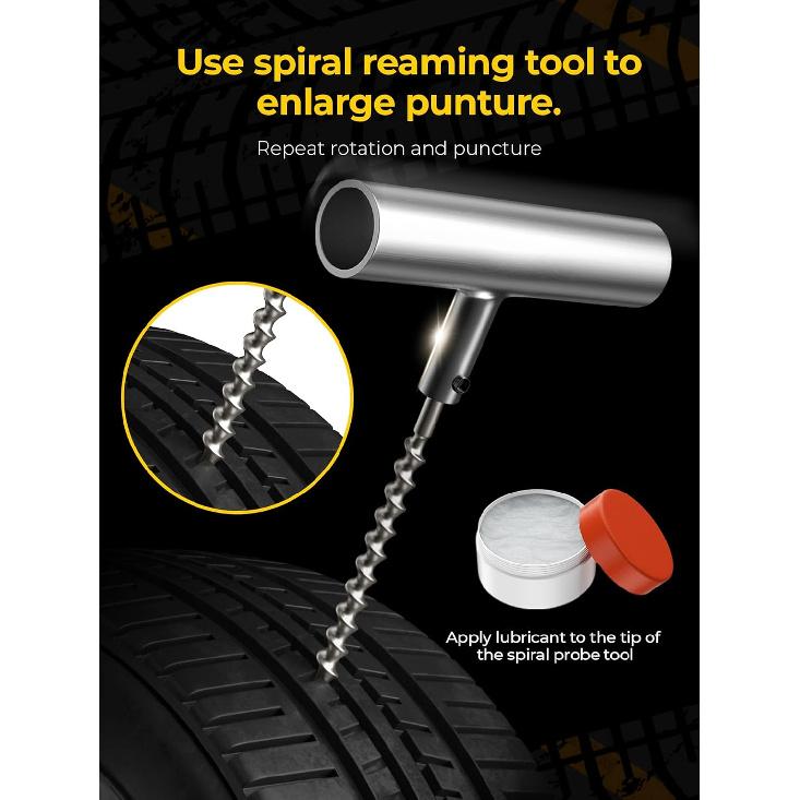 Tire Repair Kit With Plugs Fix Punctures & Plug Flats With Ease - Heavy Duty Flat Tire Puncture Repair Kit For Car, Motorcycle, ATV, UTV, RV,