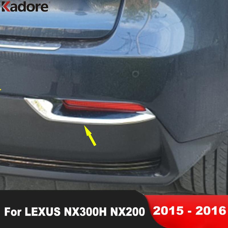 Rear Bumper Fog Light Lamp Cover Trim For LEXUS NX300H NX200 2015 2016 Chrome Car Accessories Tail Foglight Foglamp Bezel Trims