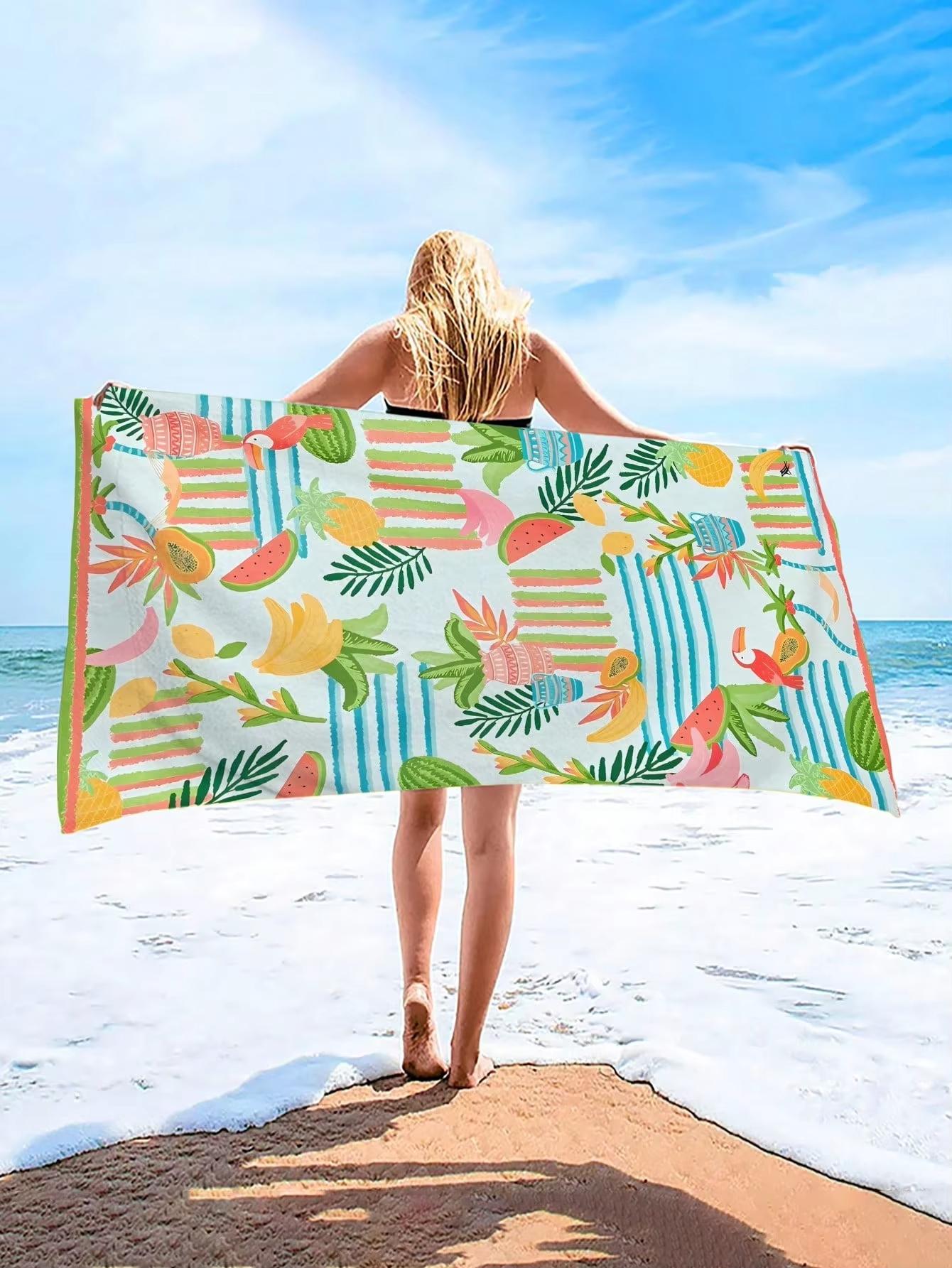 

Fruit Print Colorful Beach Towel, Anti Sand Super Absorbent Quick Dry Soft Microfiber Towel for Beach Pool Camping Gift W30*H60(CM)