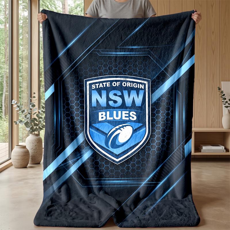 NSW Blues Flannel Fleece Blanket Cozy Warm Throw Blanket For Couch Bed Travel All Season Use