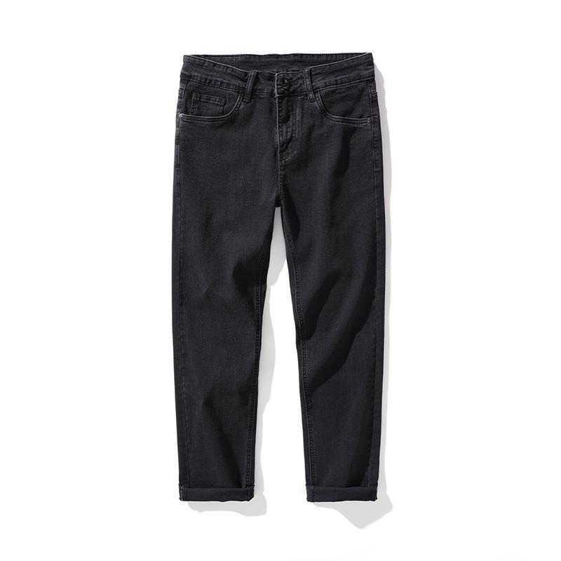 Men's High-End Black Elastic Straight-Leg Jeans for Autumn and Spring