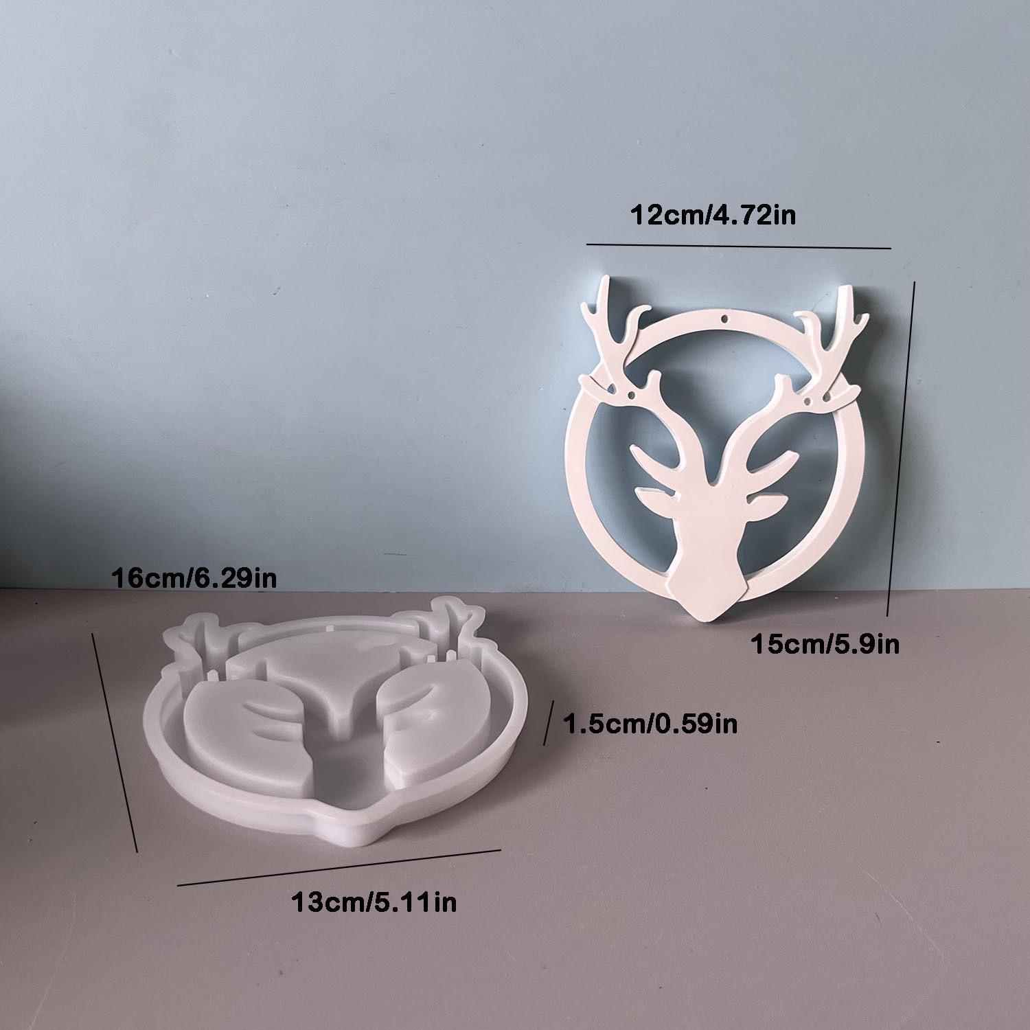 

Christmas Elk Hanging Ornament Mold Inserted Deer Silicone Molds Tealight Candle Holder Plaster Mold Circle Elk Gypsum Mould