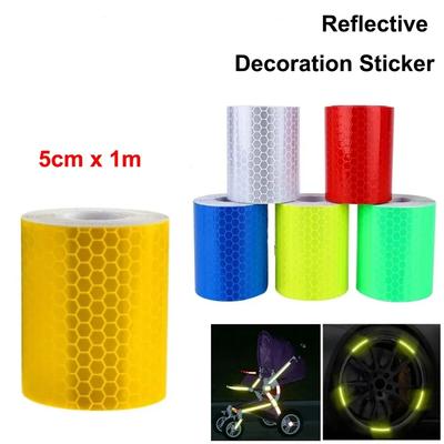 Security Caution Reflective Tape Warning Tape Sticker Self Adhesive Waterproof Pure Color Reflect Light Safety Motorcycle Stripe