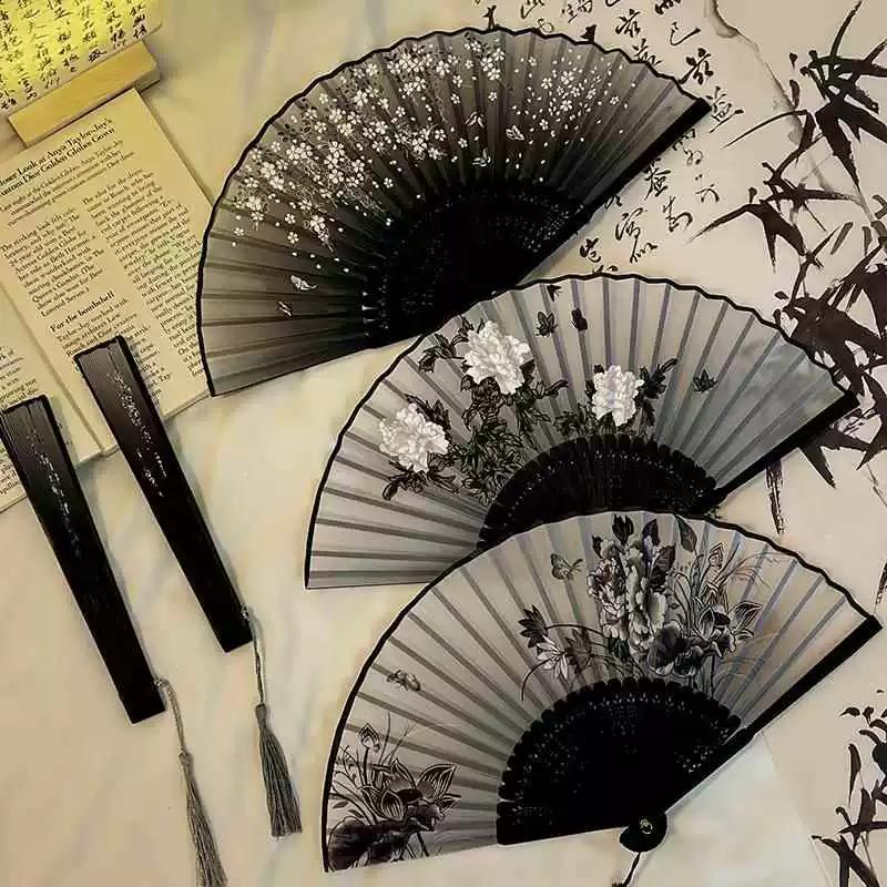 Ancient Style Small Fan, Chinese Style Women's Hanfu Dance Fan, Portable Retro Folding Fan, Summer Cooling Fan, Bamboo Fan