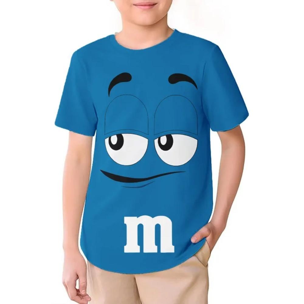 T-shirt Bambini 3D Stampata Estate Innovativa M Chicchi di Cioccolato Divertente Casual Maniche Corte Bambino Moda Sportiva Streetwear T-shirt