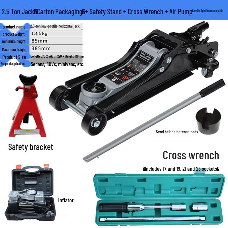 2.5 Ton Heavy Duty Horizontal Hydraulic Jack for SUVs, Off-road & Small Cars