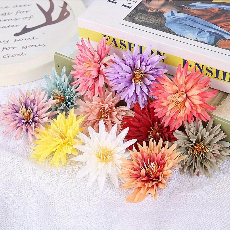 12pcs, Colorful Simulated Chrysanthemum With Flower Core And Chrysanthemum Head DIY Home Decoration DIY Material, Decorative