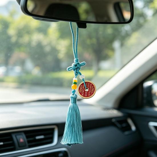 Vintage Copper Coin Car Car Rearview Mirror Charm Chinese Style Hanging Decoration Feng