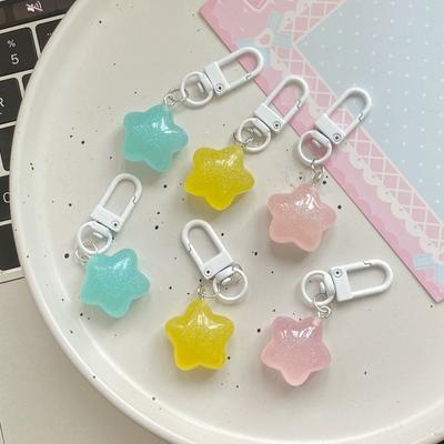 Zselés Ötágú Csillag Műanyag Kulcstartó Csillag Medál Kulcstartó Lányoknak Hátizsák Dísz Fülhallgató Tok Tartozékok Kreatív Páros Ajándékok