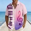 Music Lover's Short Sleeve Shirt with Piano Key & Note Print, Casual Summer Essential