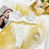 Summer sexy underwear women's French ultra-thin contrasting lace bra big chest small anti-sagging sex underwear