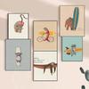 Vintage Cartoon Surfing Animals Surfing Sloth Frog Racoon Zebra Poster HD Posters Room Bar Cafe Decor Art Wall Painting Picture