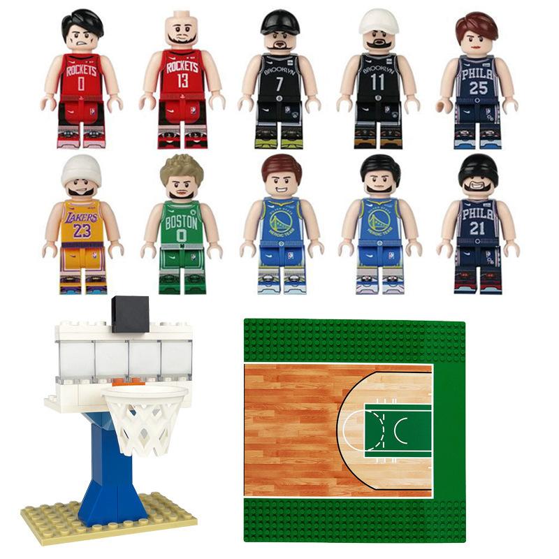 Set da Pallacanestro Blocchi da Costruzione Canestro da Pallacanestro Base per Campo da Pallacanestro Giocattolo a Particelle Piccole Sacchetto