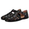Leather Business Breathable Hollow Bag Head Leather Sandals Trend Breathable Casual Hole Shoes Men'S Roman Sandals