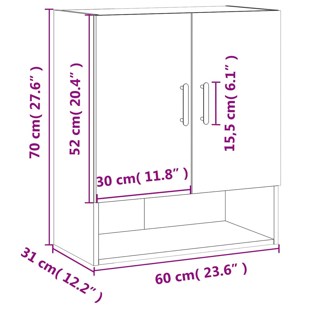 Wall Cabinet Concrete Gray 60x31x70 cm Wood Based Material