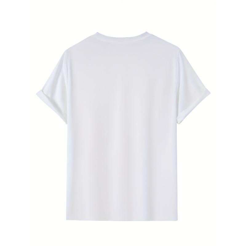 European size Car & Funny Slogan Pattern Print Men's T-shirt, Graphic Tee Men's Summer Clothes, Men's Outfits