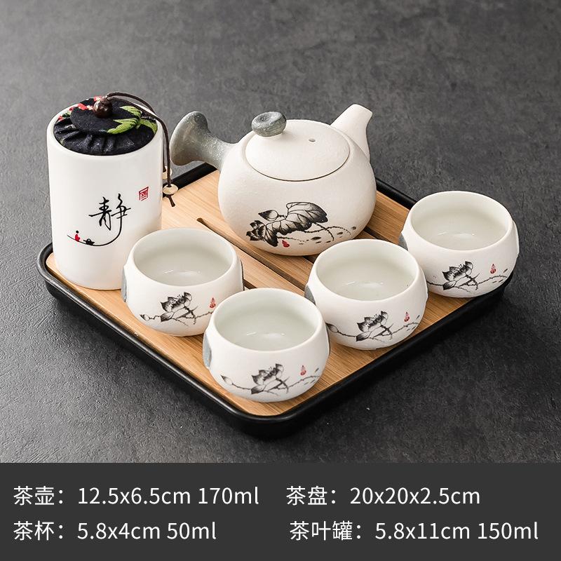 Purple Clay Ceramic Kung Fu Tea Set Home Teapot Set with Portable Tea Tray and Tea Caddy
