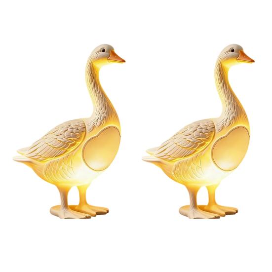 Creative Goose Resin Night Light, Cute Duck Table Lamp with Warm LED Glow, Funny Animal Figurine Decor for Bedroom Bedside, Bar Shelf, Home Office