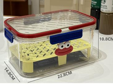 1pc Transparent Outdoor Picnic Storage Box Fruit Beverage Insulated Box Dopamine Style Cartoon Storage Box Kitchen Accessories