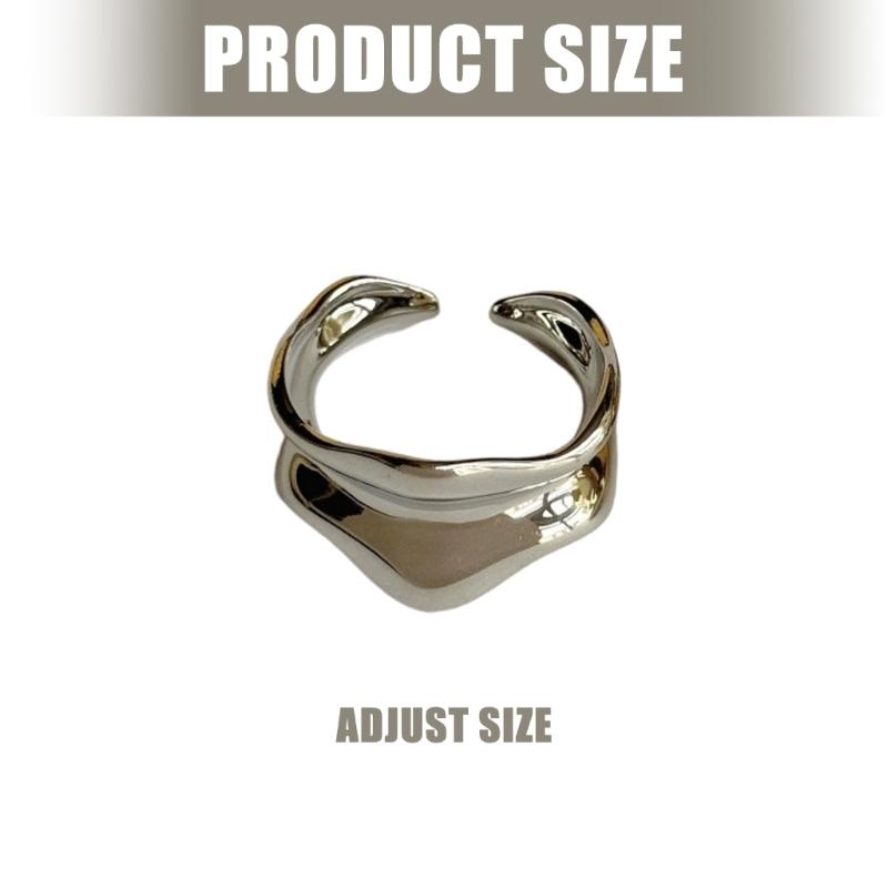 Elegant Curved Waved Design Ring Glossy Finishes Adjustable Size Gold Tone Alloy Accessory For Daily Wear