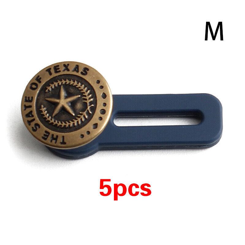 5 pezzi Allarga Pantaloni Jeans Estensore Vita Bottone Metallo Retrattile Artigianato Fai da Te UK