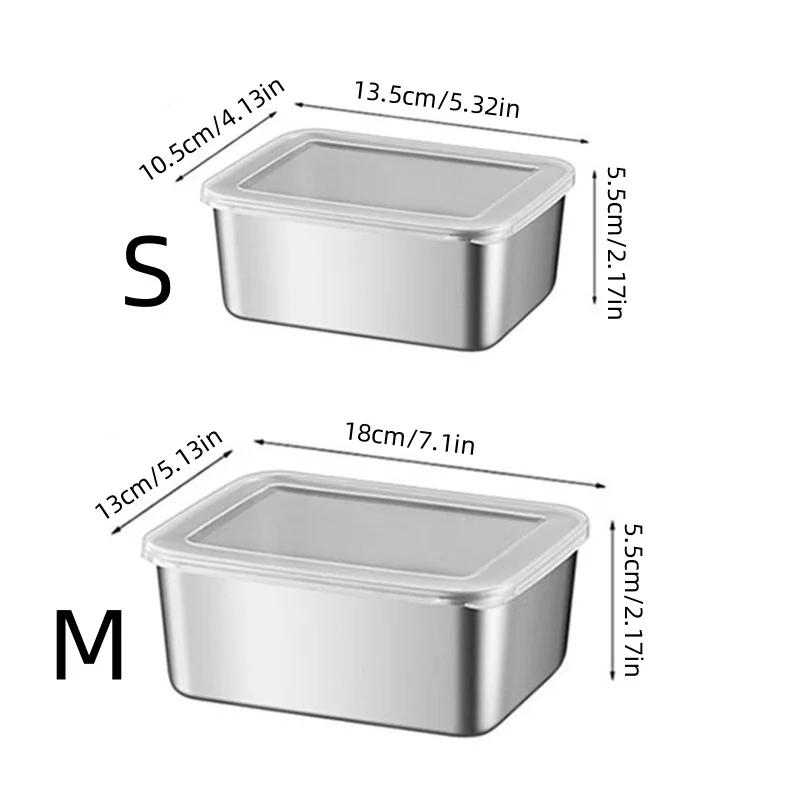 1pc Stainless Steel Food Storage Box with Lid, Stackable Food Container, Reusable Food Storage Box, Office Metal Lunch Box