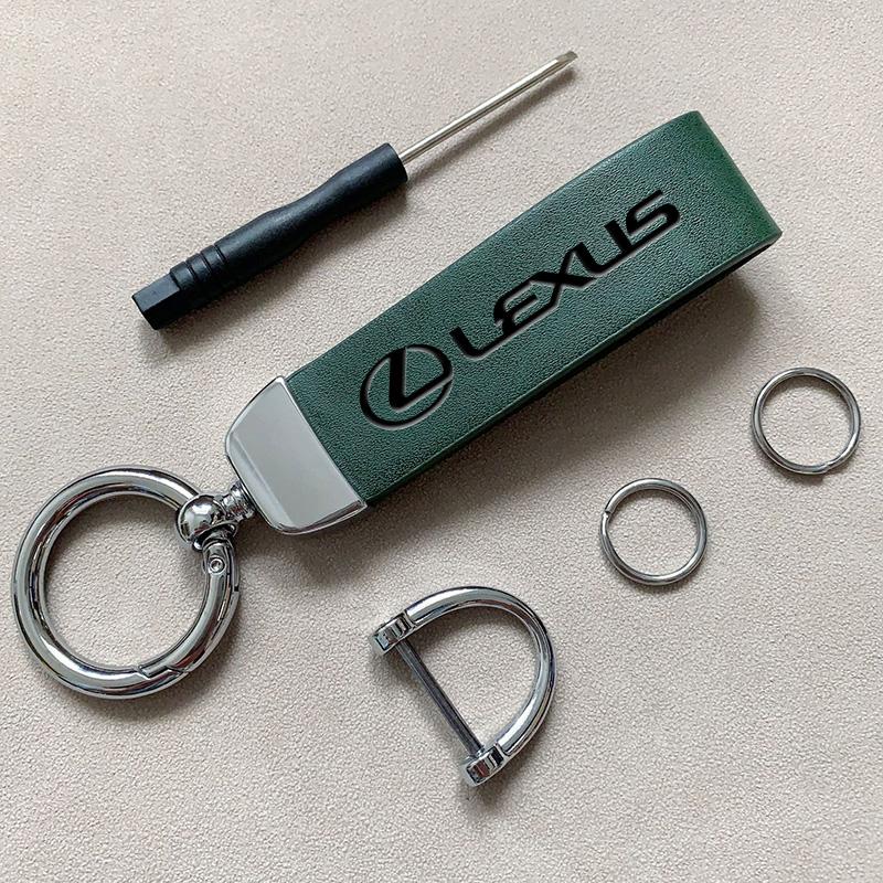 csgpkv1 Car Keychain Cowhide Leather Key Rings Waist Buckle Carabiner For Lexus F-SPORT ES RX NX LS UX LM LX GX LC RZ IS CT GS RC HS SC