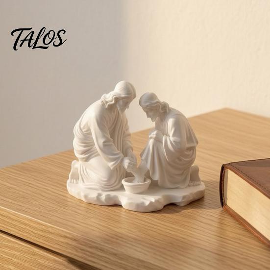 Minimalist Prayer Table Decor 3D Printed Foot Washing Figurine Ornament, Religious Desktop Statue, Delicate Resin Crafts Spiritual Decoration for Home