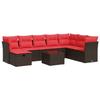 VidaXL Garden Furniture Set with Cushions 9 Pcs Brown Wicker 3325350