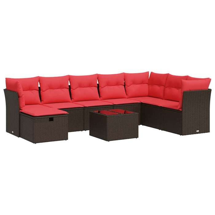 VidaXL Garden Furniture Set with Cushions 9 Pcs Brown Wicker 3325350