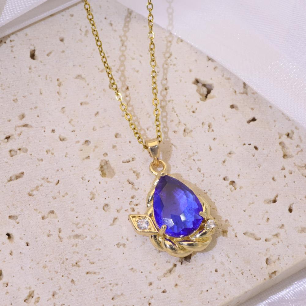 Fashion Drop Shape Pendant Necklaces for Women Zirconia Necklace Wedding Party Jewelry Accessories