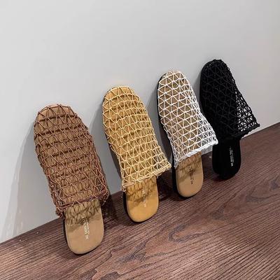 Internet Celebrity Fishing Net Sandals Women's Shoes Seaside Bag Head Cool Slippers Spring and Summer Fashion Ins Flat Roman Shoes Slippers