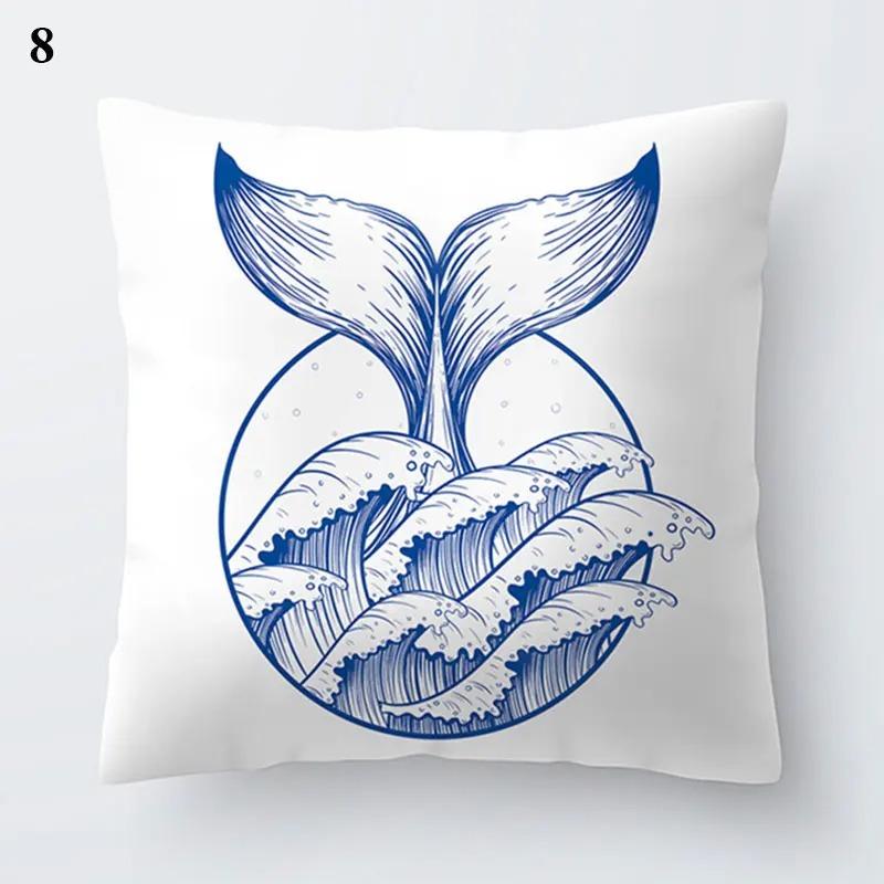 Blue Marine Animal Pillowcase Office Living Room Home Pillowcase Car Ornaments