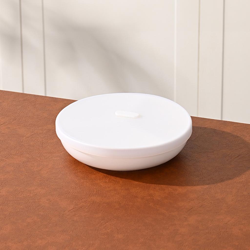 Ceramic Compartment Plate With Lid Three Compartments Round Steaming Plate For Breakfast And Diet Portion Control